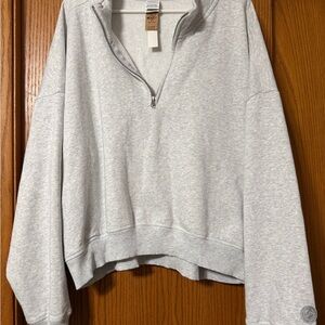 PINK Victoria's Secret Light Gray Half-Zip Pullover
